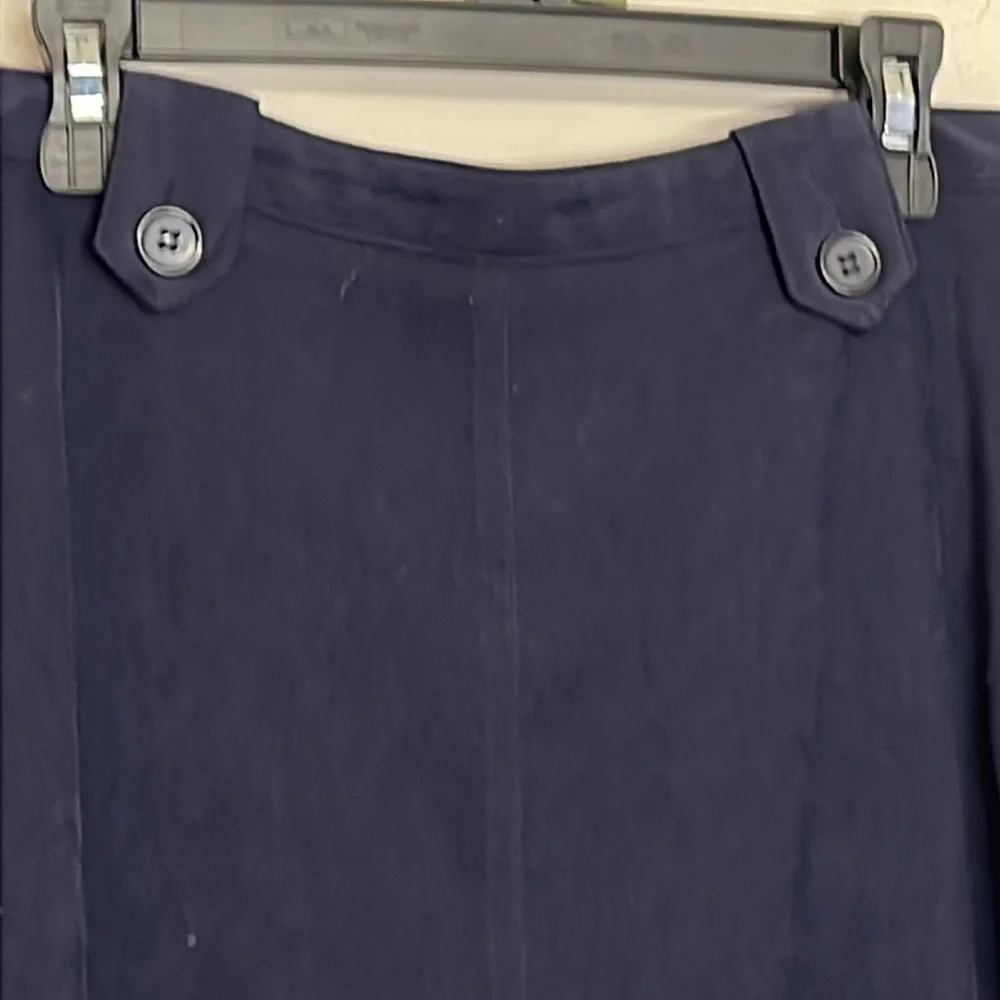 🌞 Coldwater Creek Navy blue lined maxi skirt zips button belt loops 10P